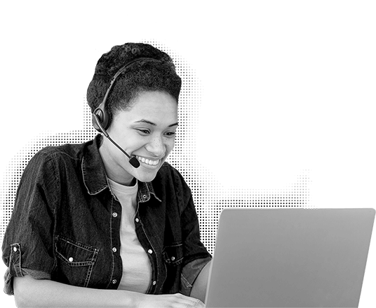 Happy customer service agent using help desk software