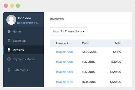  Your clients can view invoices, estimates and timesheets anytime, anywhere. 