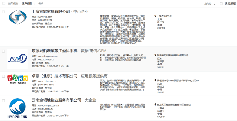 CRM系统客户模块普通视图