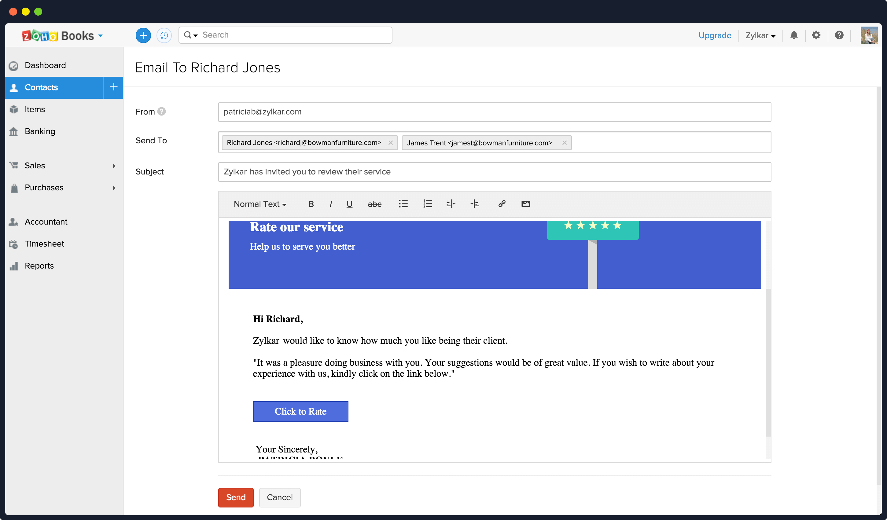 给客户发送邮件
