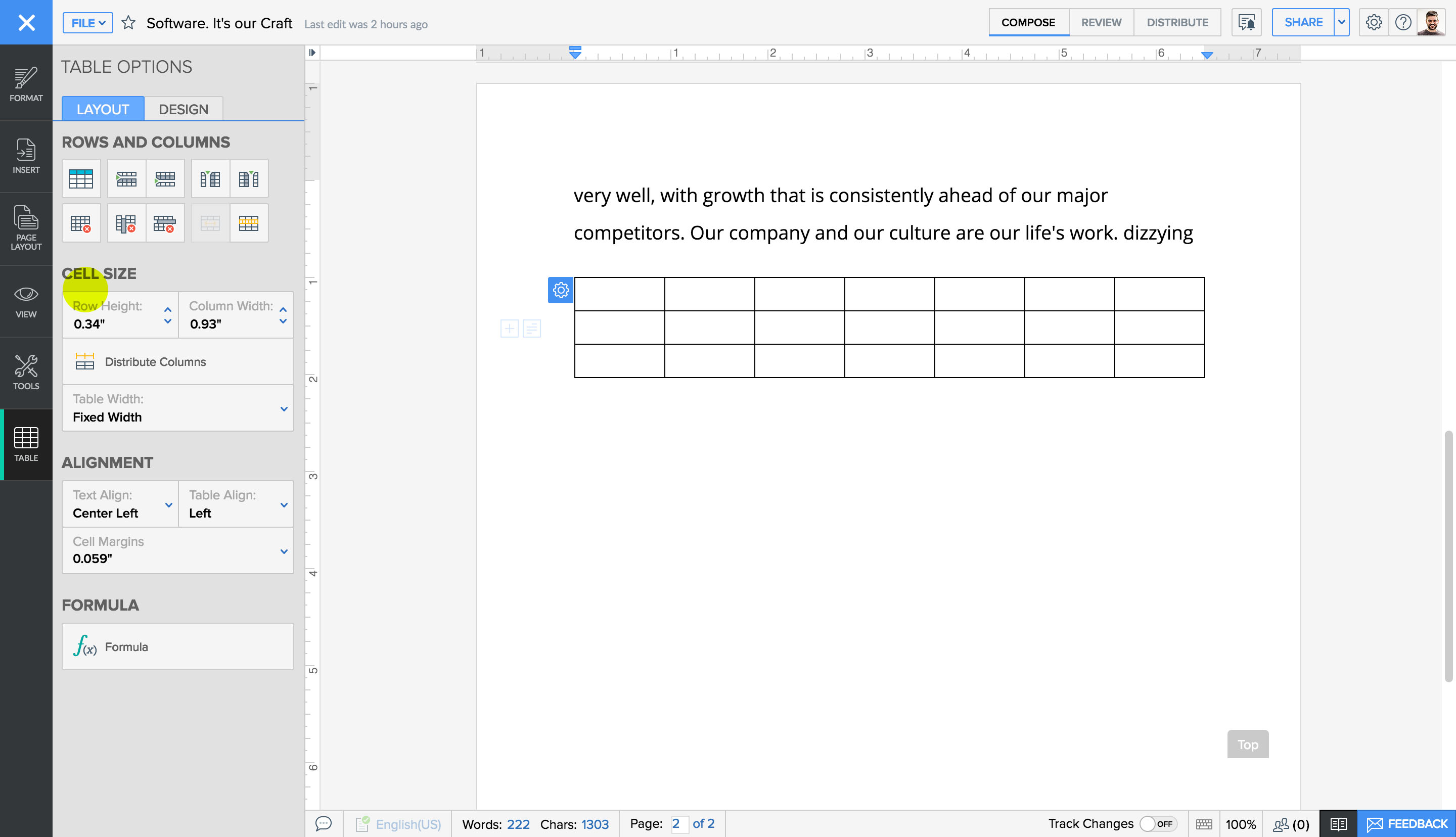 How to create and edit tables in Zoho Writer