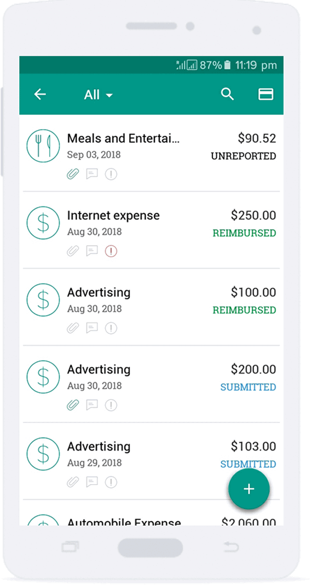 Expense Report Automation for Android-phone