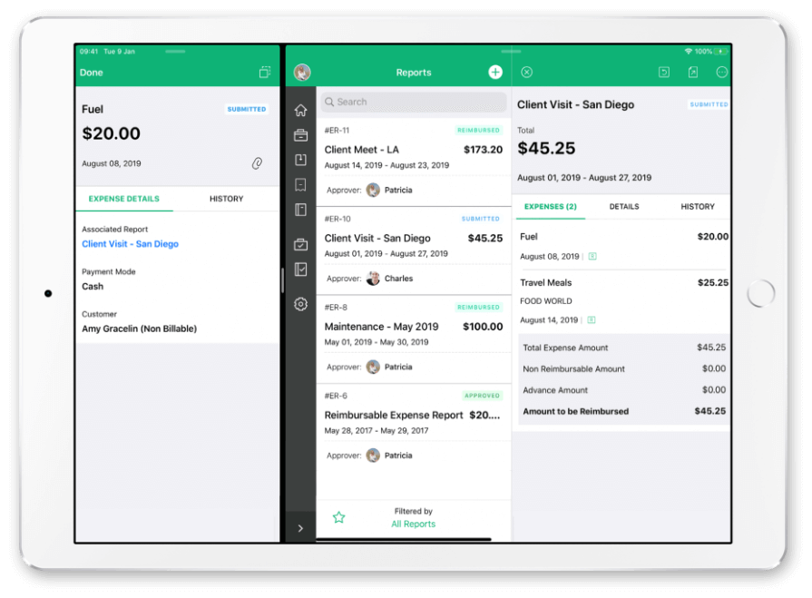 Multitask in your expense report app - Zoho Expense