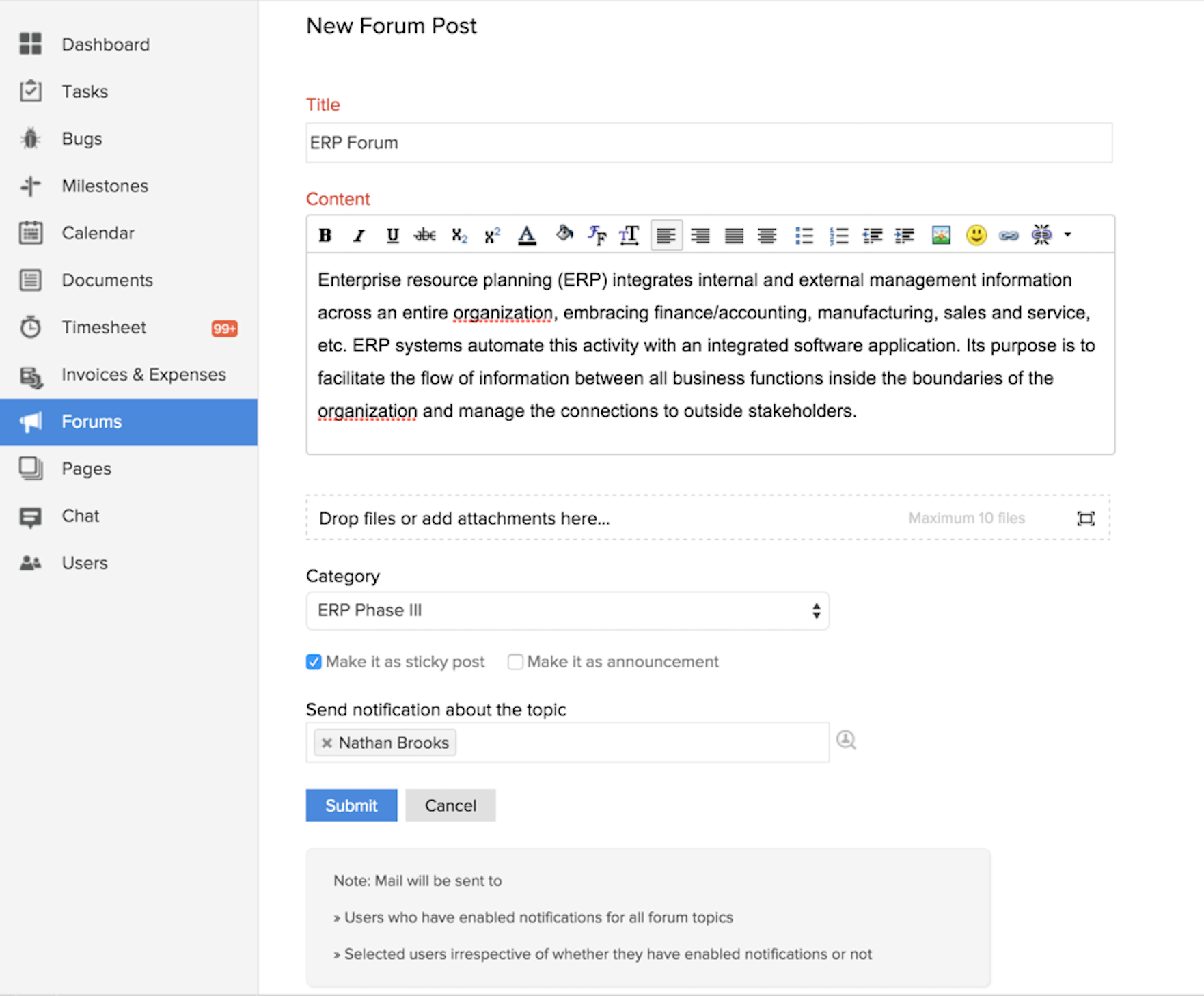 Forums Post Topics Online Help Zoho Projects