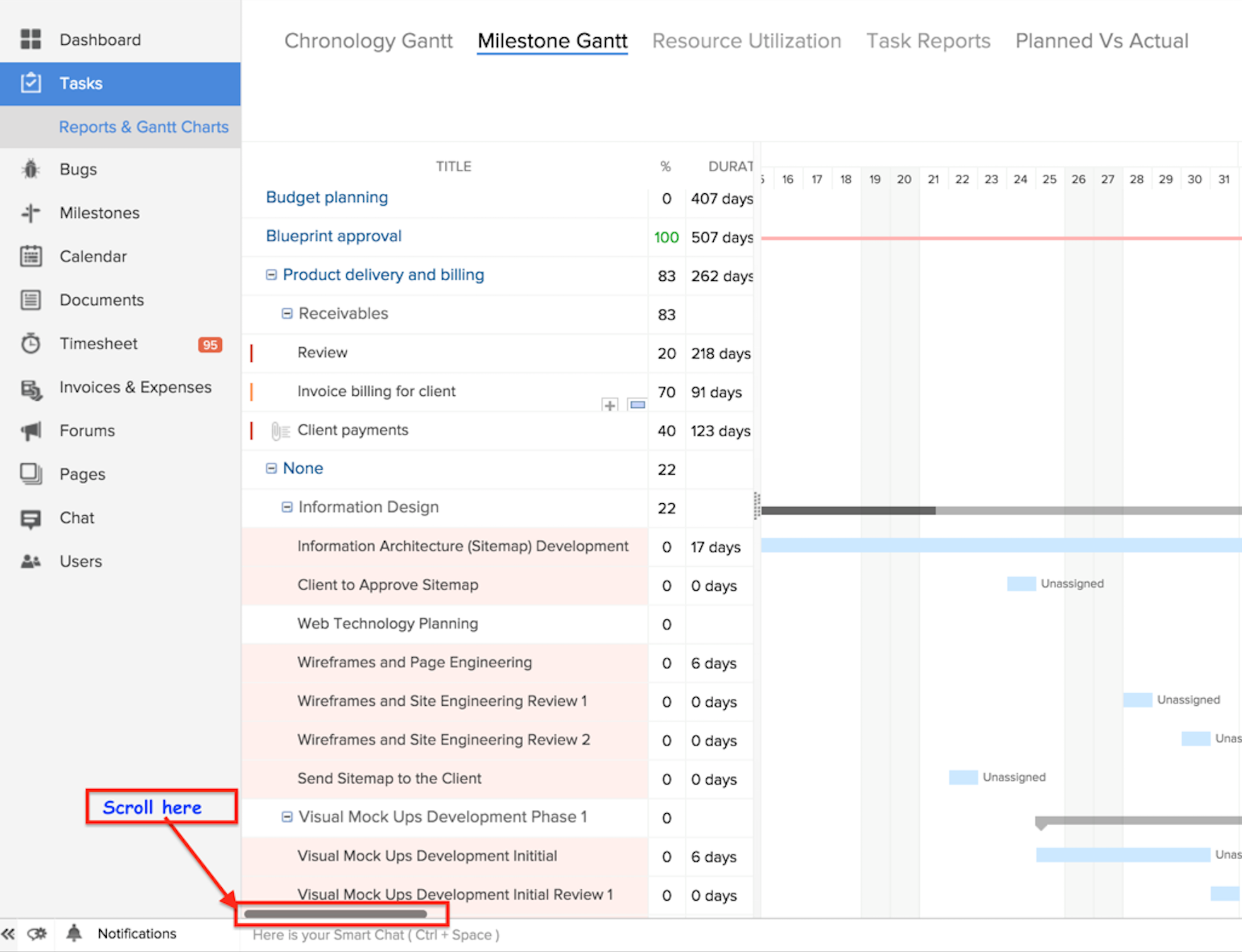 Gantt Chart Task List