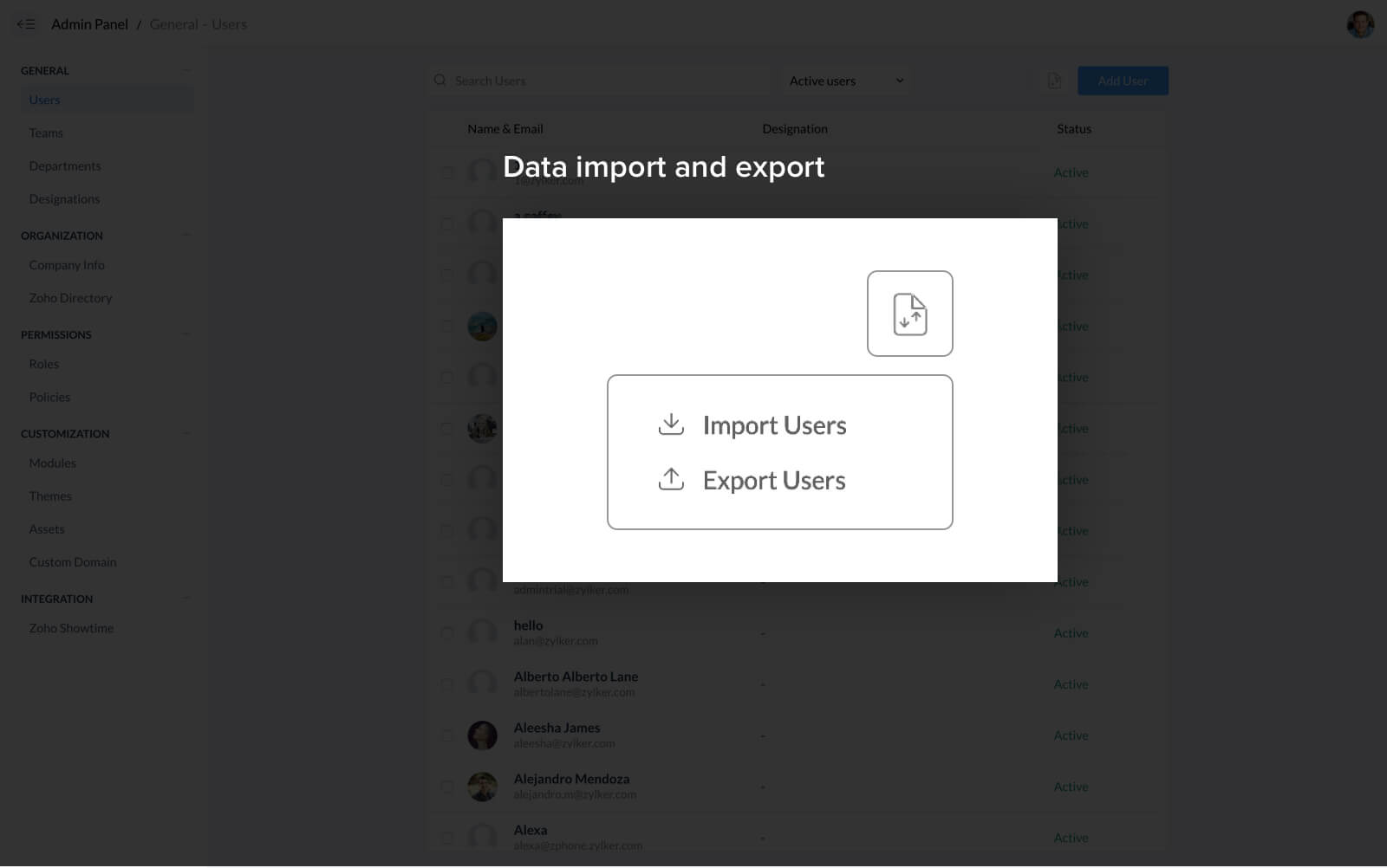 Data import and export