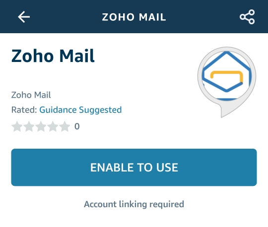 在 Alexa 应用程序上启用 Zoho Mail