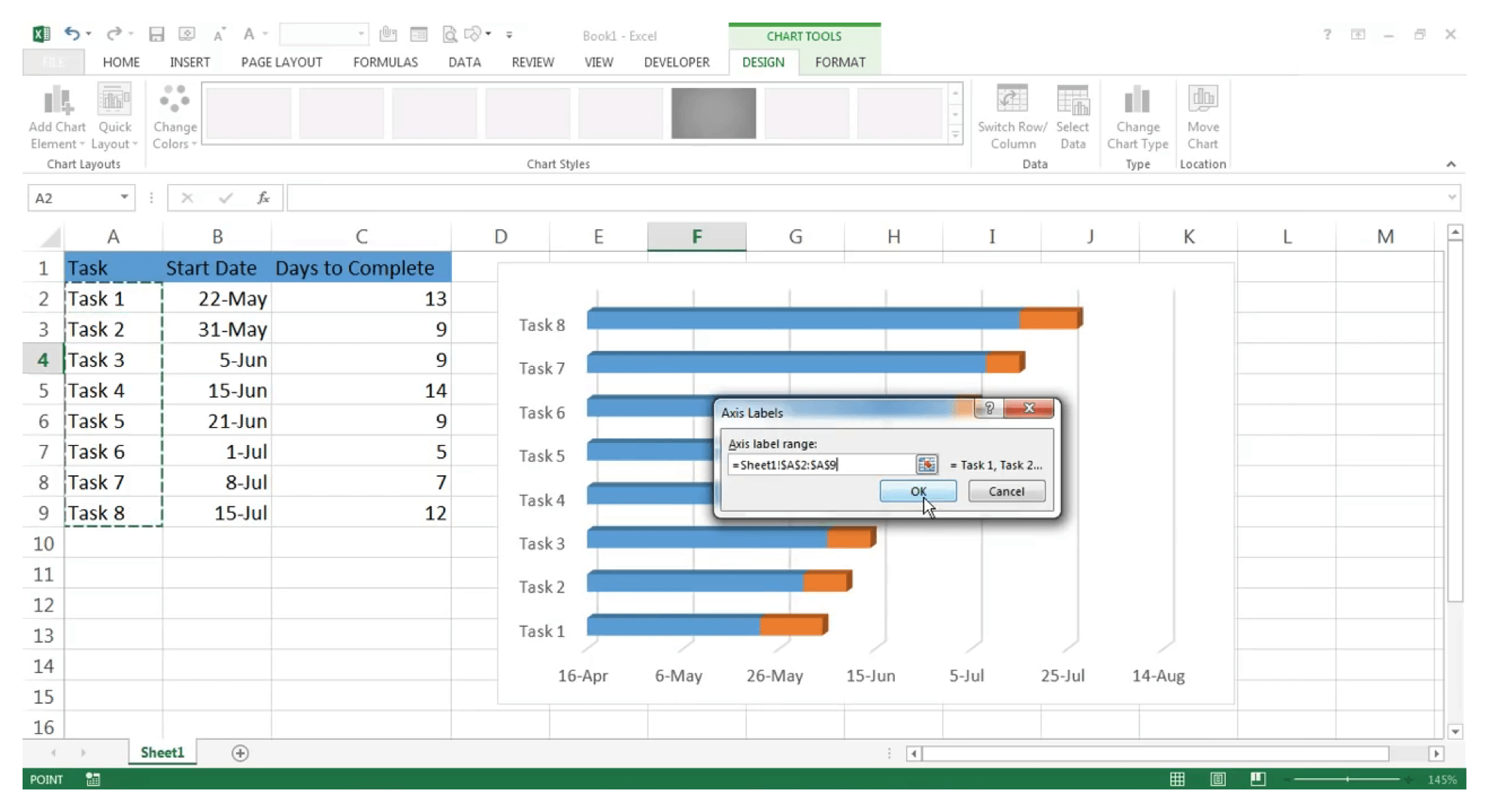 如何创建 Excel 甘特图