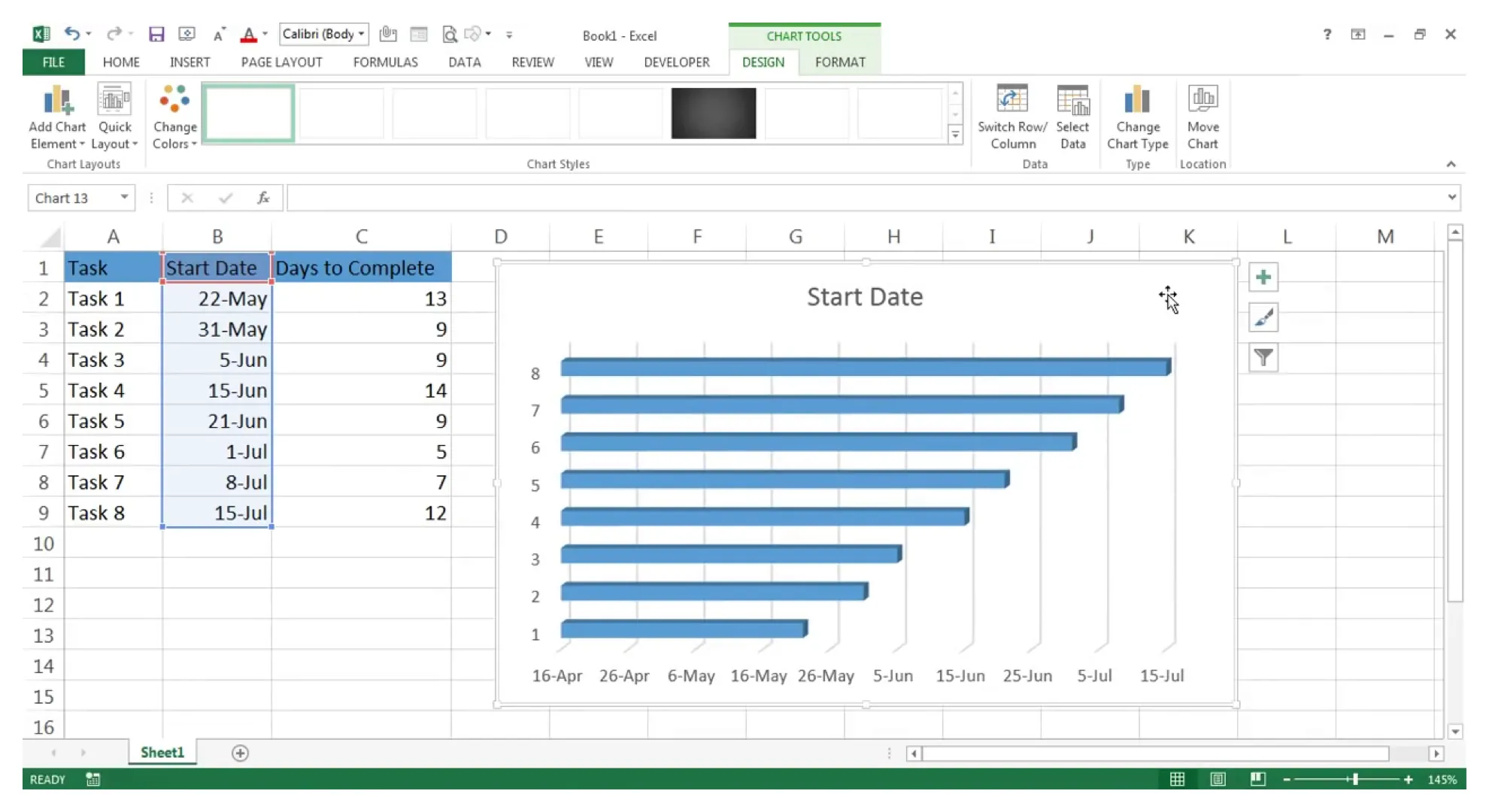 如何在 Excel 中创建甘特图