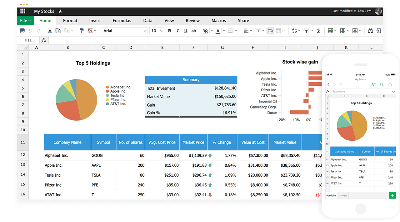 Zoho-Sheet-dashboard-webpage