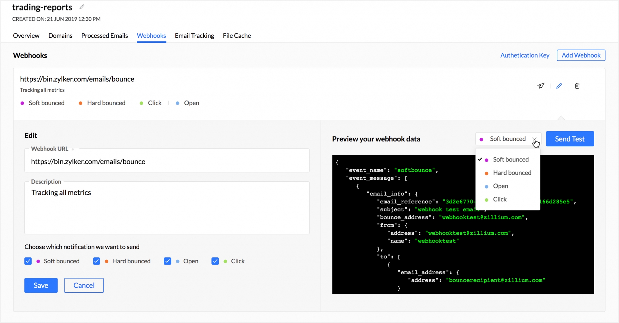 测试您的网络挂钩 URL