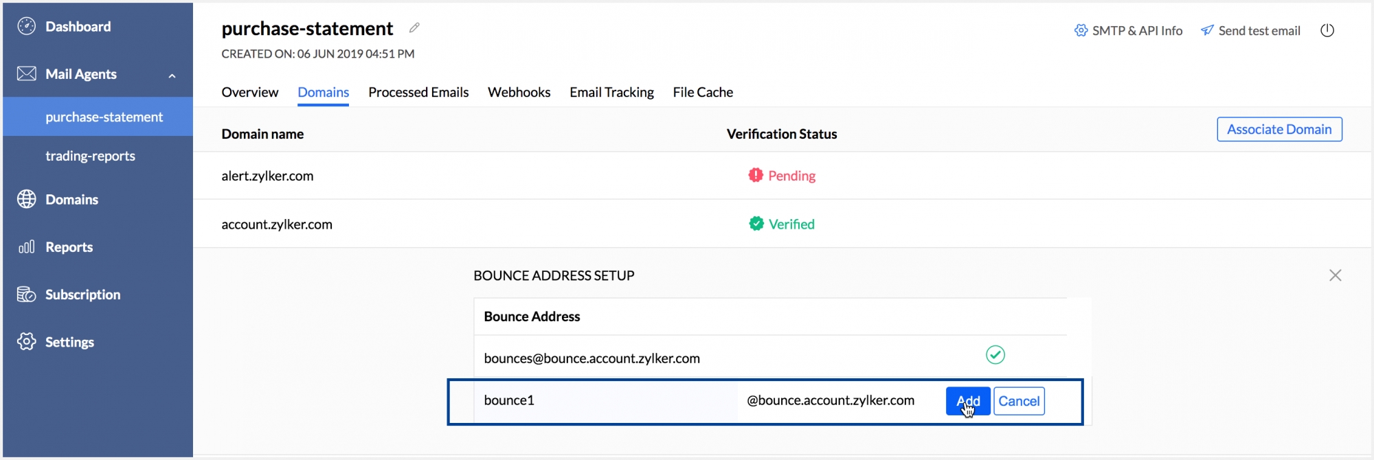 与您的邮件代理关联的域列表