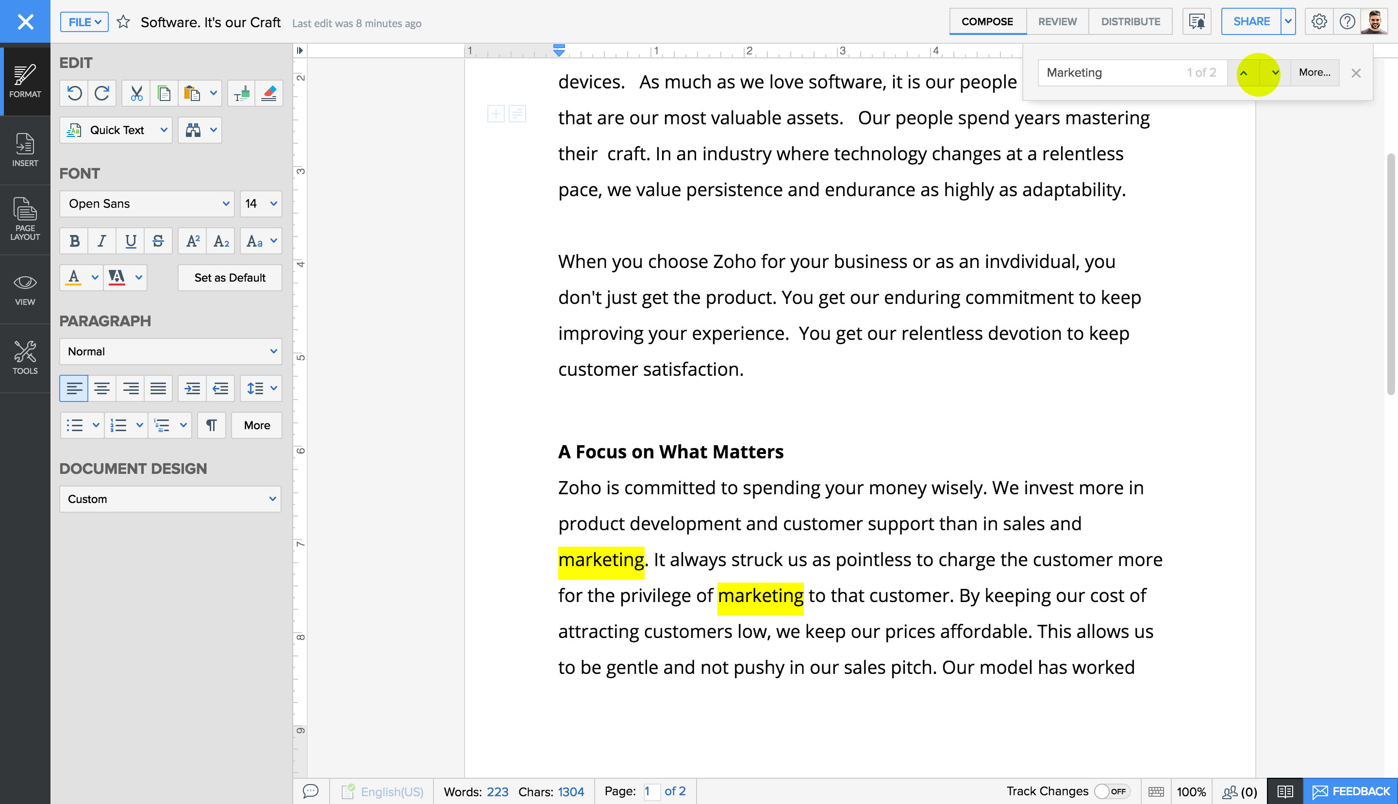 Find and replace text