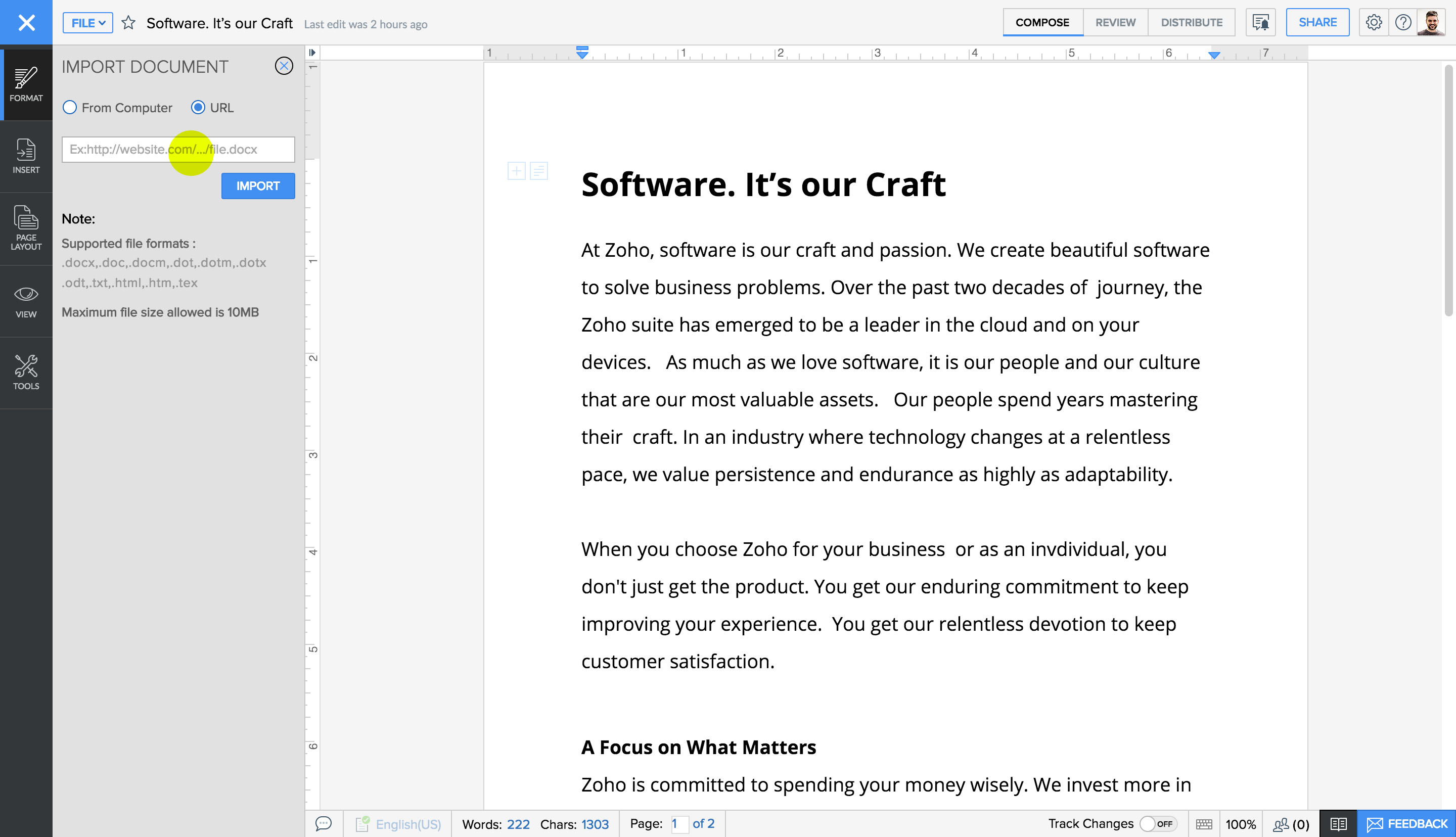 Import web documents